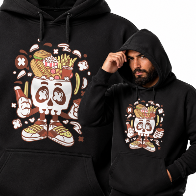 BLUZA Z KAPTUREM ANIMOWANA JUNK FOOD SKULL